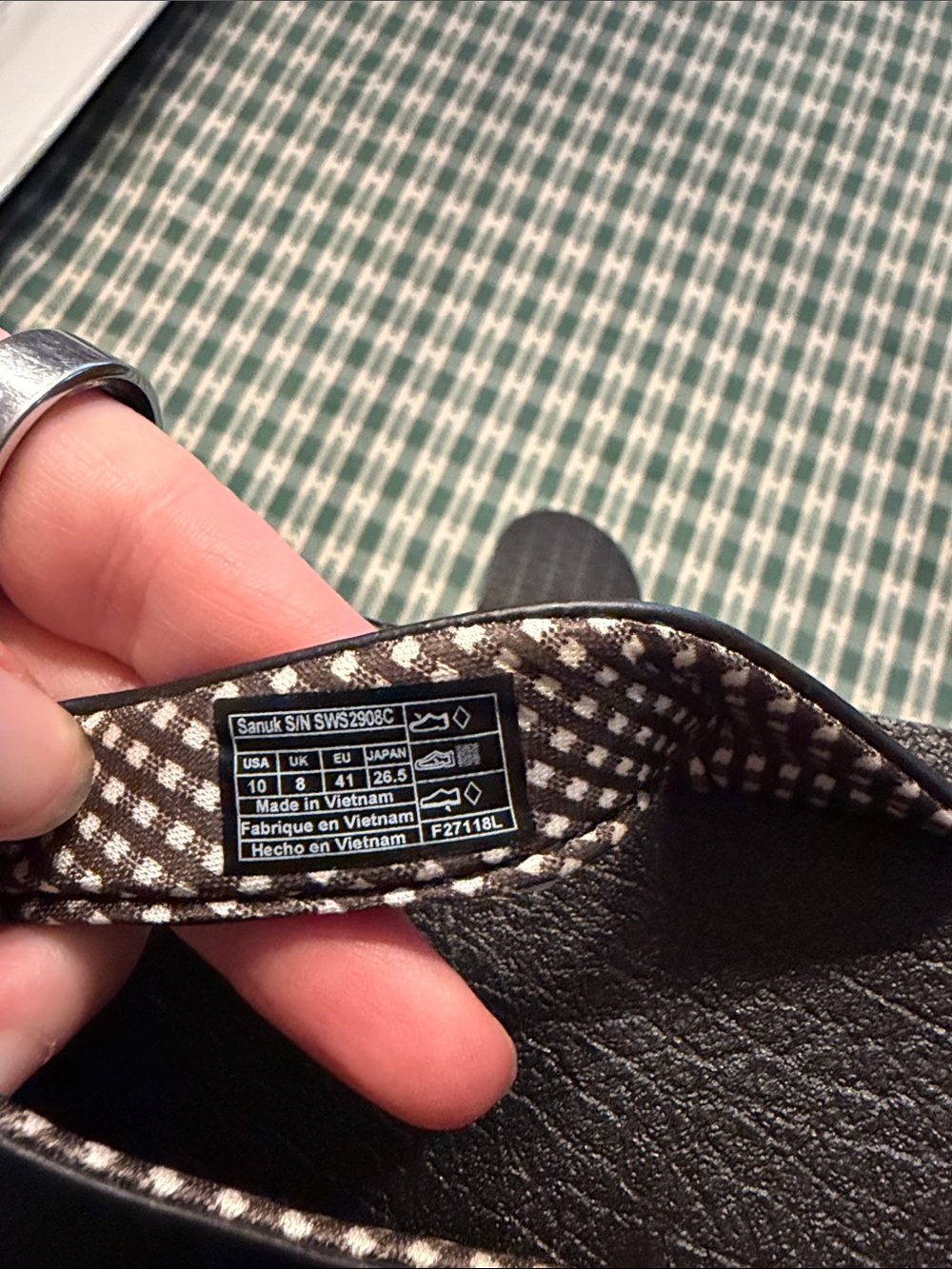 Sanuk Black Flip Flops with Green Logo Tabs - Picture 3 of 4